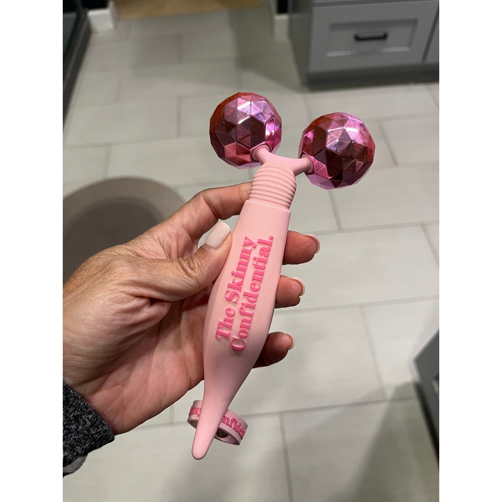 The Skinny Confidential Pink Balls Facial Roller Rose Quartz Style Massager NEW